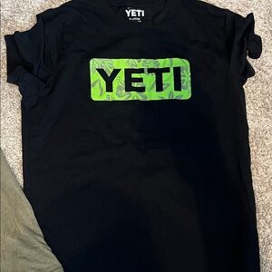 YETI Black Tee with Vibrant Green Logo xl